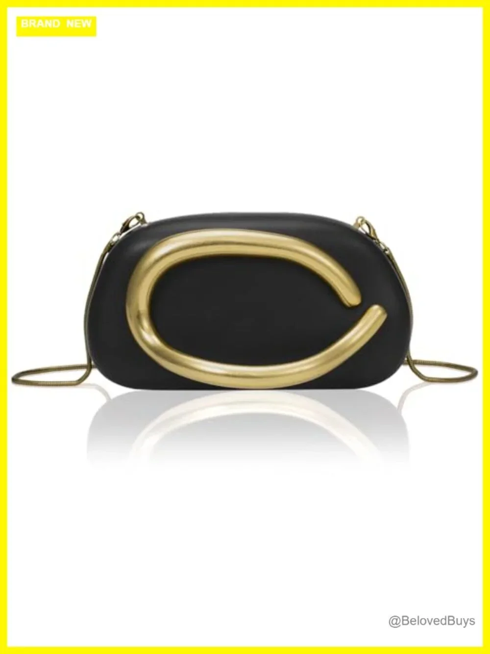 PU Leather Evening Clutch Purse with Chain Crossbody Shoulder Bag Womens Metal